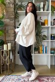 Big Softie Funnel Grunge Knit Ecru